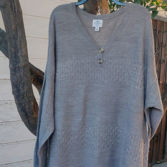 St. John's Bay-Plus Womens Henley Neck Long Sleeve - Picture 2 of 8